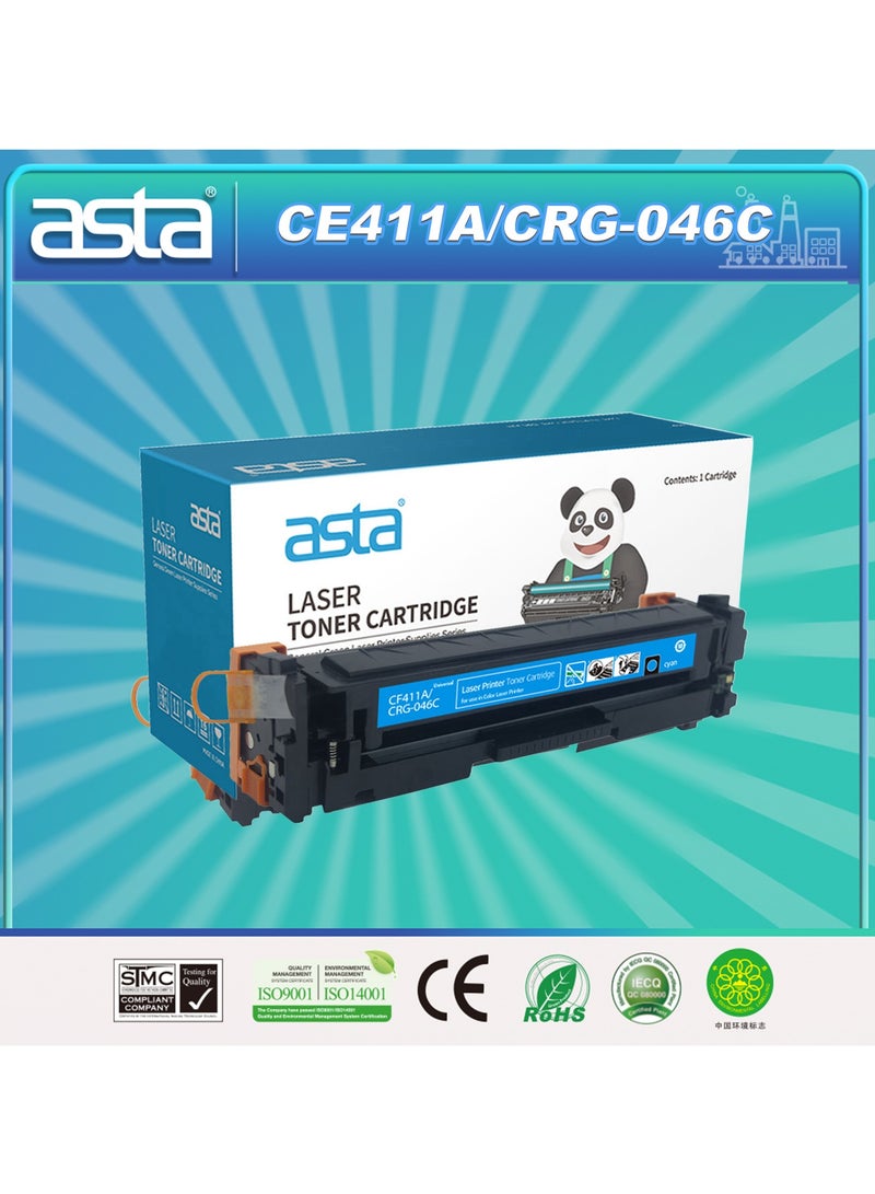 ASTA CF411A 410A Color Toner Cartridge  CRG 046 C Compatible For Canon HP Laser Jet LBP651C LBP652C MF733Cdw MF735Cdw M452 MFP M477 M477fdw Printer CF F 410 411 A CRG-046 Cyan Office Replacement pr - Image 1